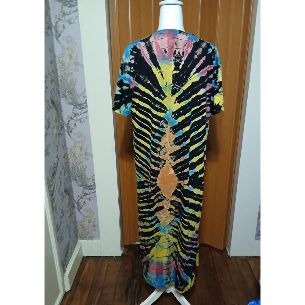 Sacred Threads Tye Dye Long Dress Cover up Skeleton Style  Pattern  Cotton OS - Picture 4 of 10